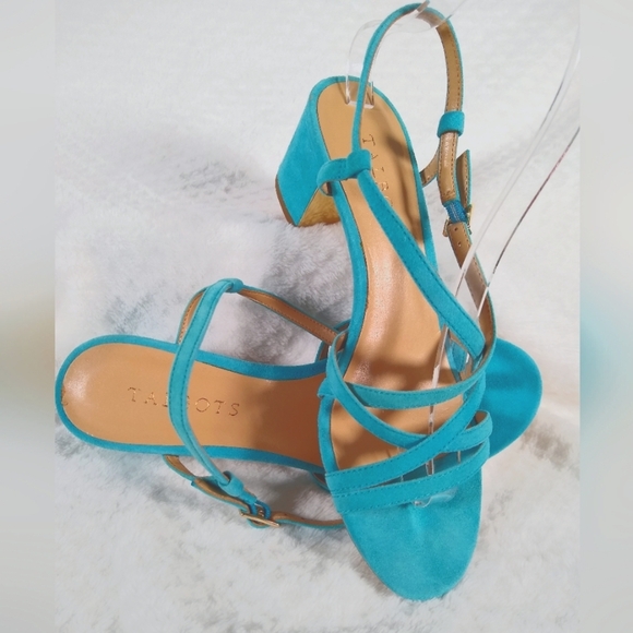 Talbots Blue Strappy Sandals with Low Block Heel - Picture 3 of 9